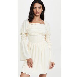 NWT‎ o.p.t Luanne Cream Smocked Puff Sleeve Mini Dress Cottagecore Size Medium